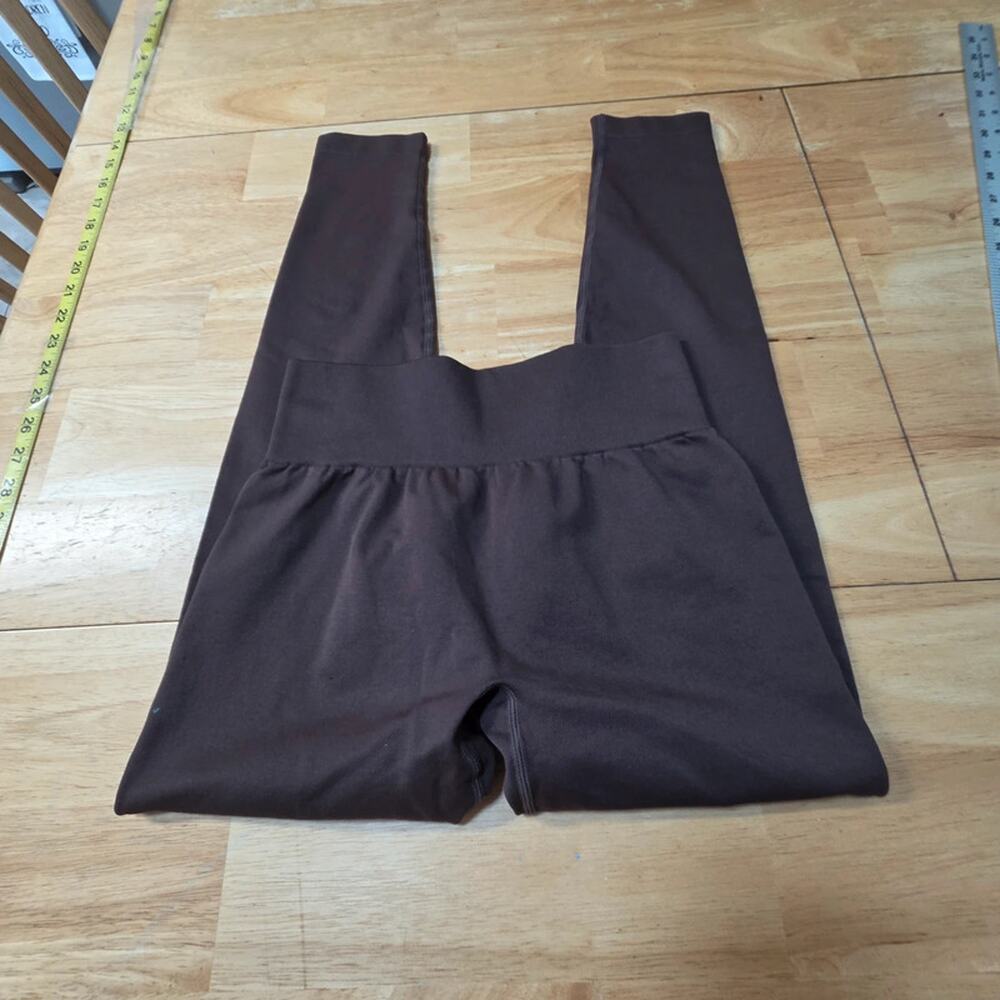 OQQ Butt Lift Leggings Small Brown High Waist Glute Enhancing Athleisure NWOT